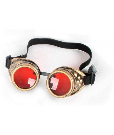 Sport Retro Vintage Cyber Goggles Steampunk Welding Gothic ABS Frame Glasses Rustic - Retro Copper Frame+red Lenses - C818H82...