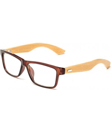 Oval Unisex Clear Frames Squared Design Comfortable Stylish for Women and Men Thick Frame - Bamboo Brown - CD12N3DTIEM $13.24