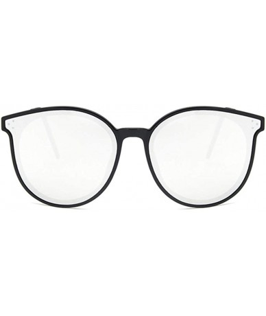 Oval Unisex Sunglasses Retro Bright Black Grey Drive Holiday Oval Non-Polarized UV400 - Bright Black White - CO18RLUIL2O $7.69