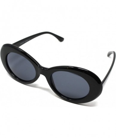 Oval Oval Sunglasses - 60s Retro Style Shades - - Black - C2195Z7Q5I4 $10.94