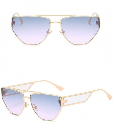Rectangular Sunglasses Womens Fashion Oversized Eyewear Retro Mens Rectangular Glasses Trendy Matel Frame Goggles - Pink Blue...