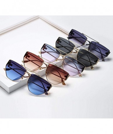 Rectangular Sunglasses Womens Fashion Oversized Eyewear Retro Mens Rectangular Glasses Trendy Matel Frame Goggles - Pink Blue...