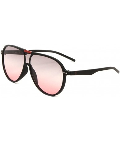 Oversized Retro Turbo Oversized Flat Top Aviator Sunglasses - Black & Red Frame - CG187DYXCSX $12.40