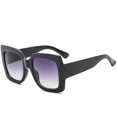 Aviator Unisex Sunglasses Fashion Oversized Square Sunglasses Tricolor PC Sunglasses - Black Frame Gray Lens - CP18S7SC0CL $7.96