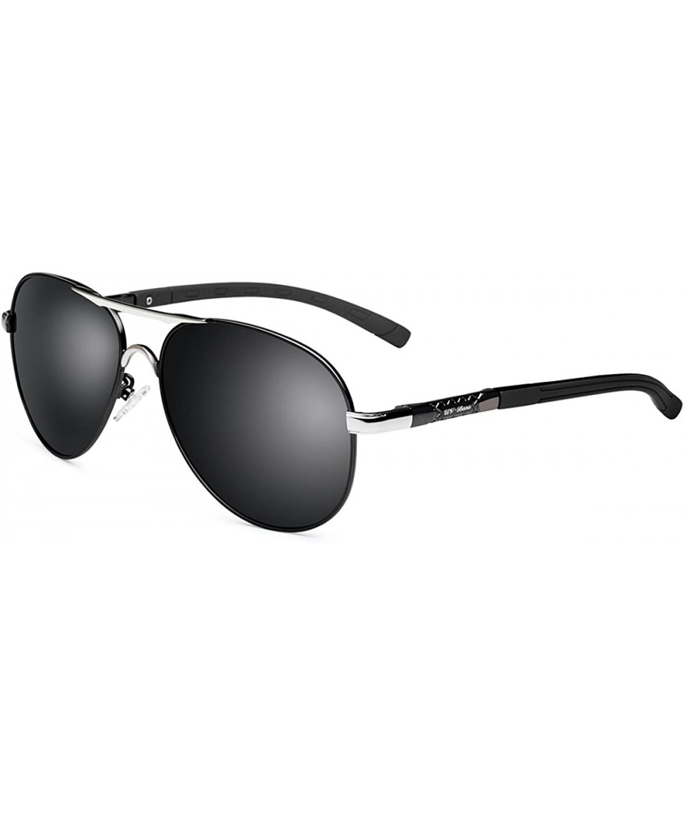 Oversized Polarized Sunglasses Protection Oversized - Aviator Black - CU18CG0Y67O $25.82