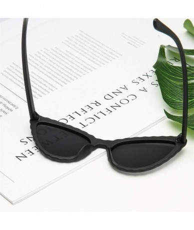 Cat Eye Personalized Vintage Small Cat Eye Shade Sunglasses Integrated Stripe Glasses - Black - C2196OLYCDO $11.09
