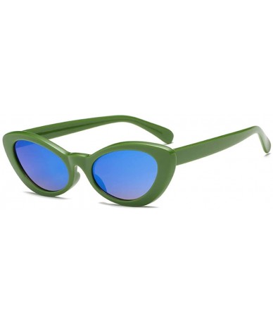 Square Fashion Oval Round Retro Sun glasses Color Plastic Lenses Sunglasses - Green Blue - CW18N780LD0 $7.48