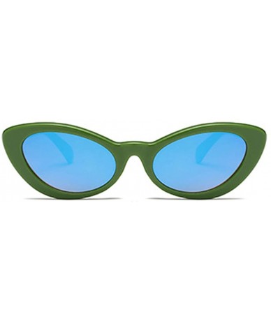 Square Fashion Oval Round Retro Sun glasses Color Plastic Lenses Sunglasses - Green Blue - CW18N780LD0 $7.48