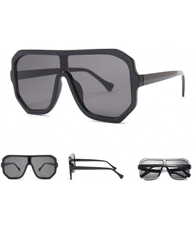 Square Retro square big box unisex 2019 new one-piece lens fashion trend sunglasses UV400 - Black - CO18RLSRGD3 $15.22