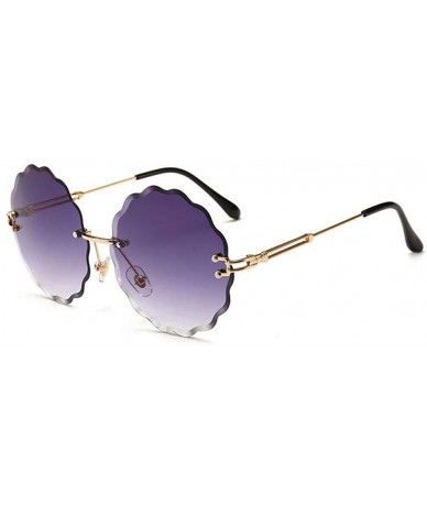 Rimless Fashion Flight Style Sunglasses Women Brand Design Flower Round Rimless 8838 C1 - 8838 C2 - CN18YZUOIQ5 $12.42