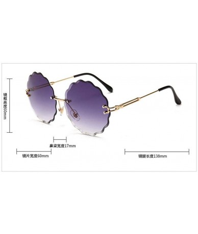 Rimless Fashion Flight Style Sunglasses Women Brand Design Flower Round Rimless 8838 C1 - 8838 C2 - CN18YZUOIQ5 $12.42