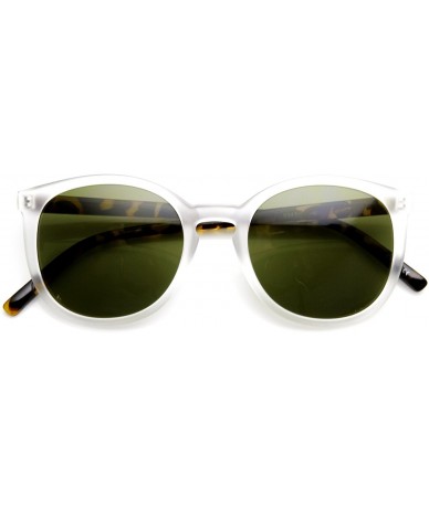 Round Frosted Two-Toned P3 Keyhole Bridged Retro Round Sunglasses - White Green - CB11R4Q860V $11.00