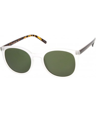 Round Frosted Two-Toned P3 Keyhole Bridged Retro Round Sunglasses - White Green - CB11R4Q860V $11.00