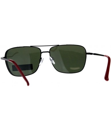 Square Polarized Lens Sunglasses Unisex Square Metal Frame Spring Hinge - Black (Green) - CX18DRQLYWO $12.73