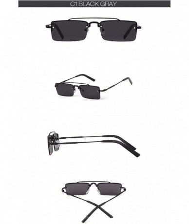 Square Vintage Rectangular Sunglasses Designer Rectangle - C1 - CF197ZH8XQS $8.80
