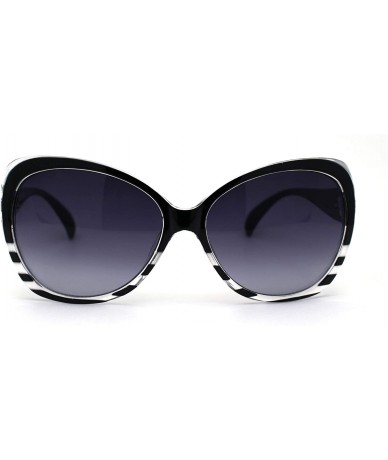 Butterfly Womens Classic 90s Butterfly Designer Plastic Sunglasses - Black Stripe Smoke - CE196QA4OW2 $11.58