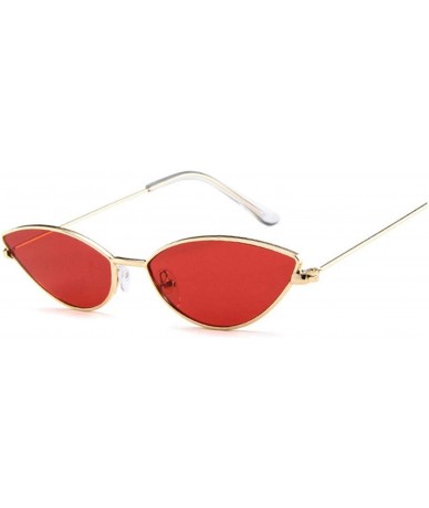 Round Cute Sexy Cat Eye Sunglasses Women Retro Small Red Cateye Sun Glasses Female Vintage Shades - Goldred - C7198A3ODWW $33.05