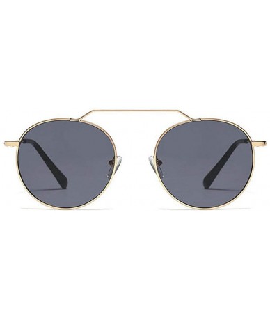 Round Retro Round Sunglasses Men Women Fashion Metal Frame Sun Glasses UV protection - Gold&grey - C818ZZSX63Q $10.95
