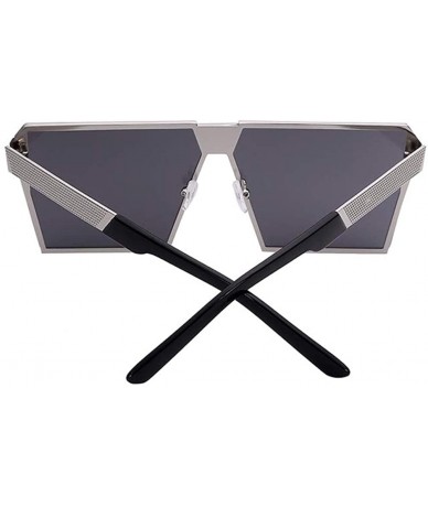 Rimless Oversized Square Metal Sunglasses Mirrored Color reflective lens Aviator Sunglasses UV400 - Black - CG18SM7AASH $14.87