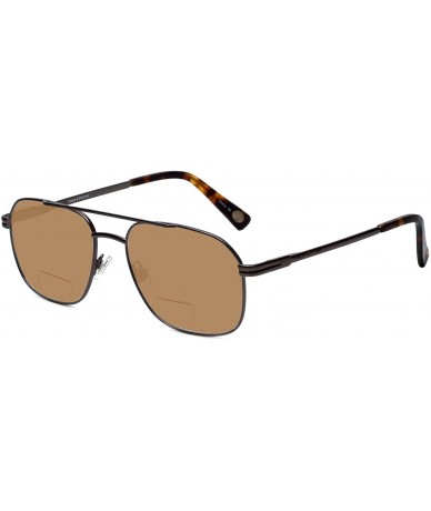 Aviator Teton FS-011 Designer Polarized Bi-Focal Sunglasses in Gunmetal 57mm - Brown - CQ18DK75OEN $41.34