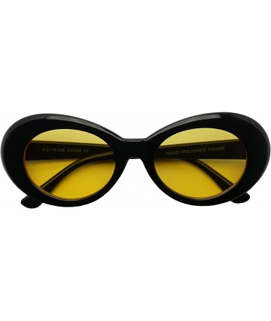 Oval 50's Vintage Oval Bold Nirvana Inspired Color Pantone Lens Sunglasses - Black / Yellow Lens - CM182M7D4GO $11.19
