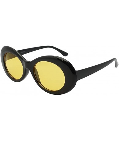 Oval 50's Vintage Oval Bold Nirvana Inspired Color Pantone Lens Sunglasses - Black / Yellow Lens - CM182M7D4GO $11.19
