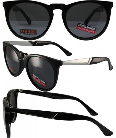 Round Psych-Out 1 Sunglasses Black Frames Chrome Accents Round Smoke Lens! - CS11LYCRCOR $19.62