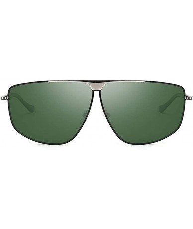 Aviator Aviator Polarized Oversized Sunglasses for Men Metal Frame - Black/Silver/Green - C218TH3XS27 $27.00
