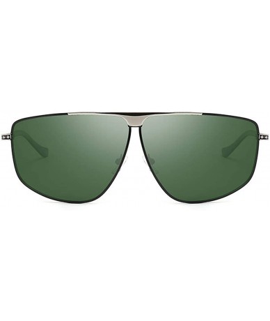 Aviator Aviator Polarized Oversized Sunglasses for Men Metal Frame - Black/Silver/Green - C218TH3XS27 $27.00