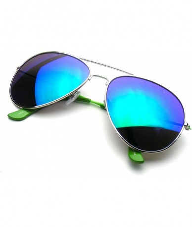 Aviator Reflective Classic Premium Reflective Flash Full Mirrored Aviator Sunglasses - Green - CT11OG9CEIJ $11.16