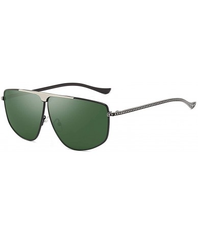 Aviator Aviator Polarized Oversized Sunglasses for Men Metal Frame - Black/Silver/Green - C218TH3XS27 $15.03