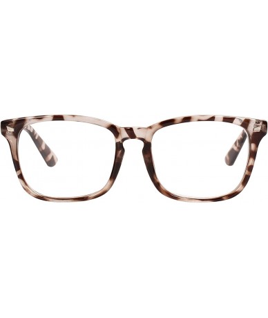 Square Plain Glasses Frame for Women Men non prescription Plastic full Frame Clear Lens - Leopard - CL18QMIZL2G $20.98