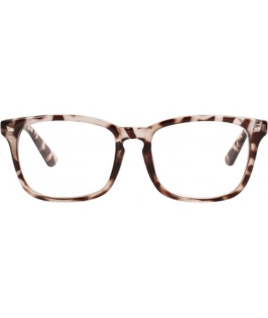 Square Plain Glasses Frame for Women Men non prescription Plastic full Frame Clear Lens - Leopard - CL18QMIZL2G $8.68