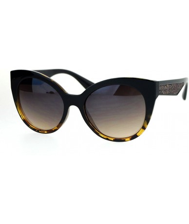 Round Sunglasses Womens Round Butterfly Frame Glitter Sides UV 400 - Black Tortoise - C01848KA77X $12.22