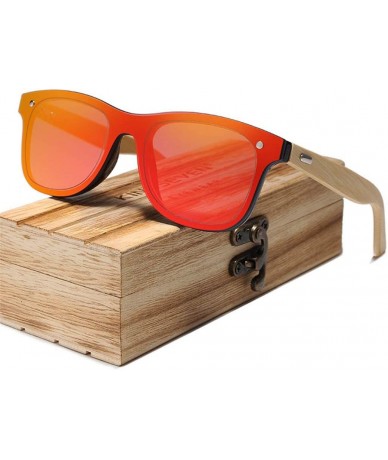 Rectangular Bamboo Polarized Sunglasses Men Wooden Sun Glasses Women Original Wood Glasses - Red Bamboo - CU194OLGY3A $36.38