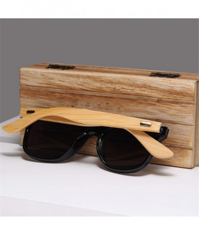 Rectangular Bamboo Polarized Sunglasses Men Wooden Sun Glasses Women Original Wood Glasses - Red Bamboo - CU194OLGY3A $36.38