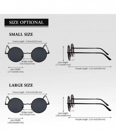 Round Classic Semi Rimless Half Frame Polarized Sunglasses for Men Women UV400 - 4 L Black Frame/Grey Lens - C918N02S604 $15.74