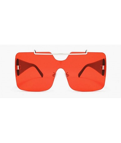 Square Retro sunglasses for women brand design frameless Siamese female glasses - Red - CC18UC6DXA0 $12.82