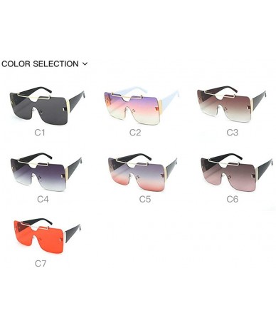 Square Retro sunglasses for women brand design frameless Siamese female glasses - Red - CC18UC6DXA0 $12.82