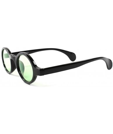 Round Lens Indie Vintage Retro Fashion Old School Hippie Small Round Sun Glasses - Black / Green - CW189AS0WES $18.86