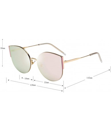 Oversized Cat Eye Shades Women's Oversized Polarized Metal Frame And Ultra Light UV 400 Protection for Ladies - Pink - C418OK...