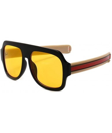 Square Retro Oversized Square Sunglasses for Women with Flat Lens - Yellow - CP18TSH6MHE $18.26