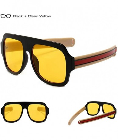 Square Retro Oversized Square Sunglasses for Women with Flat Lens - Yellow - CP18TSH6MHE $18.26