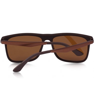 Sport Polarized Square Sunglasses for men Aluminum Legs 100% UV Protection S8250 - Brown - CN1889HOS80 $8.43