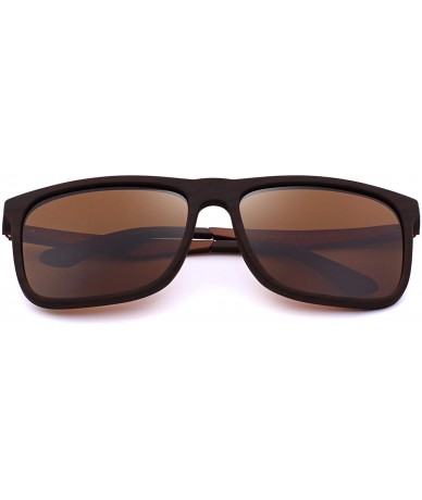 Sport Polarized Square Sunglasses for men Aluminum Legs 100% UV Protection S8250 - Brown - CN1889HOS80 $8.43