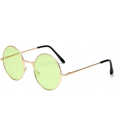 Round Women Round Sunglasses Metal Frame Sun Glasses Fashion Prince Mirror Eyewears Classic Retro Sunglass - Green - CT198G5R...