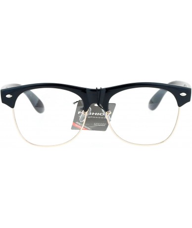 Rectangular Classic Retro Nerdy Geek Half Rim Horned Horned Eye Glasses - Black Gold - CT12NZXZUOJ $23.43