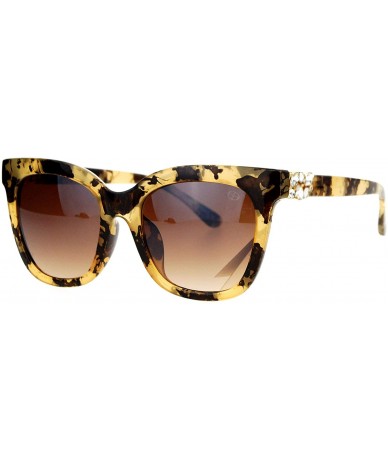 Wayfarer Diva Marble Rhinestone Jewel Horn Rim Horned Sunglasses - Brown - C712DI9BADV $8.21