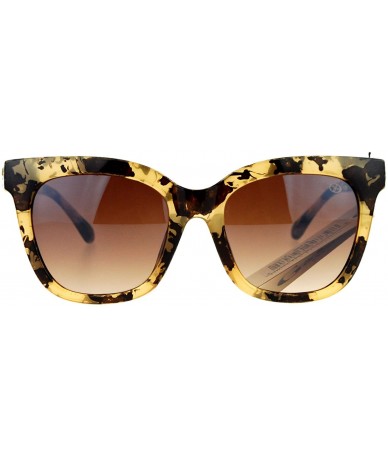 Wayfarer Diva Marble Rhinestone Jewel Horn Rim Horned Sunglasses - Brown - C712DI9BADV $8.21