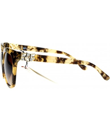Wayfarer Diva Marble Rhinestone Jewel Horn Rim Horned Sunglasses - Brown - C712DI9BADV $8.21
